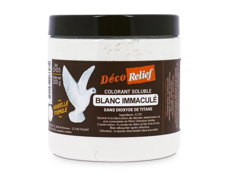 Colorant Alimentaire Blanc E170 - Liposoluble - 300 G - Déco Relief 1 Colorant Alimentaire Blanc E170 - Liposoluble - 300 G - Déco Relief
