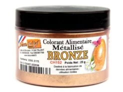 Colorant Alimentaire Métallisé Bronze - Poudre Liposoluble - 25 G - Déco Relief