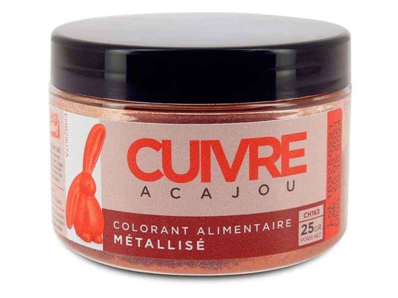 Colorant Alimentaire Métallisé Cuivre Acajou - Poudre Liposoluble - 25 G - Déco Relief 1 Colorant Alimentaire Métallisé Cuivre Acajou - Poudre Liposoluble - 25 G - Déco Relief