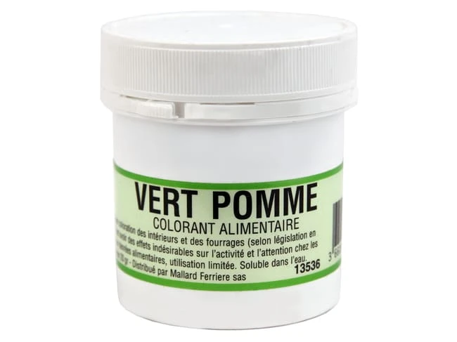 Colorant Poudre Vert Pomme E102/E131/E129 - Hydrosoluble - 20 G - Mallard Ferrière 1 Colorant Poudre Vert Pomme E102/E131/E129 - Hydrosoluble - 20 G - Mallard Ferrière