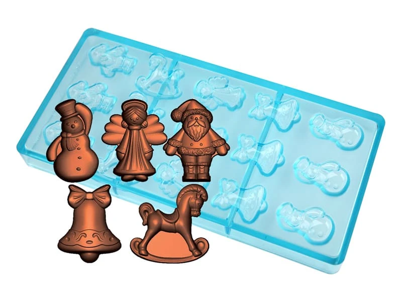 Moule Chocolat - 5 Figurines De Noël 1 Moule Chocolat - 5 Figurines De Noël