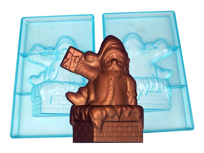 Moule Chocolat Double - Père Noël Dans La Cheminée 1 Moule Chocolat Double - Père Noël Dans La Cheminée