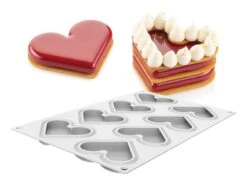 Moule Silicone - 8 Coeurs Plats - 30 X 17,5 Cm - Silikomart