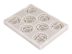 Plaque En Silicone Pour Moulage - 8 Roses Ø 2 Cm - Déco Relief